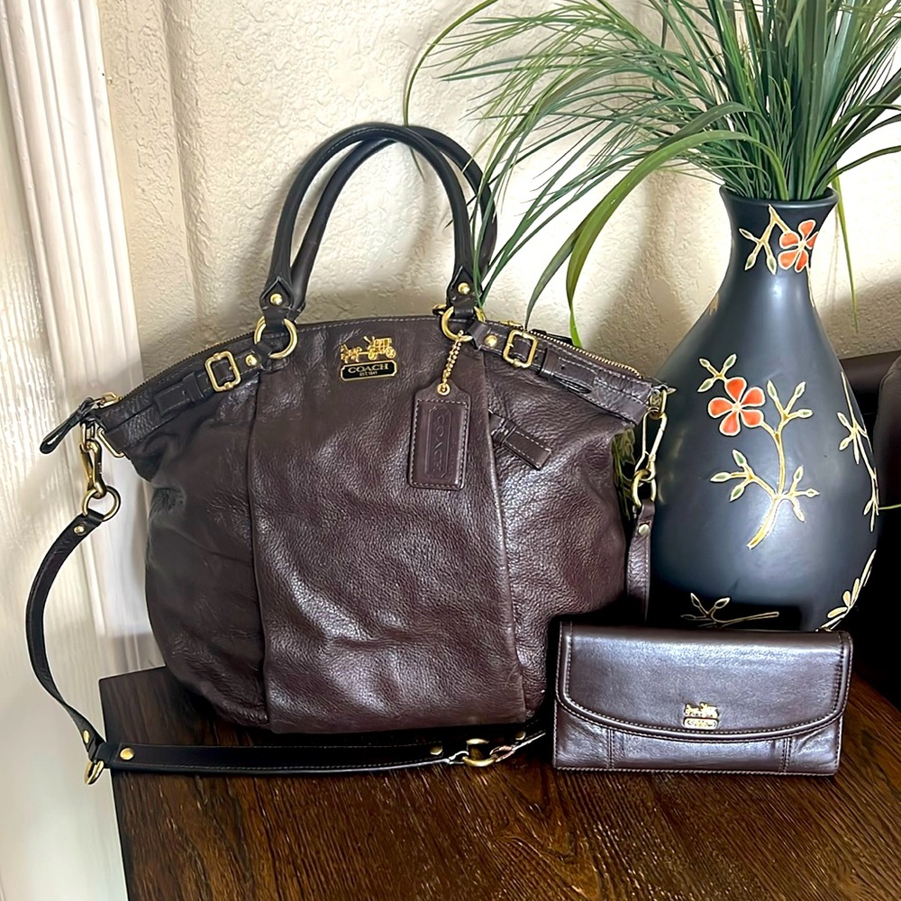 ✨Vintage Coach 1941 top handle brown leather bag with matching wallet!✨